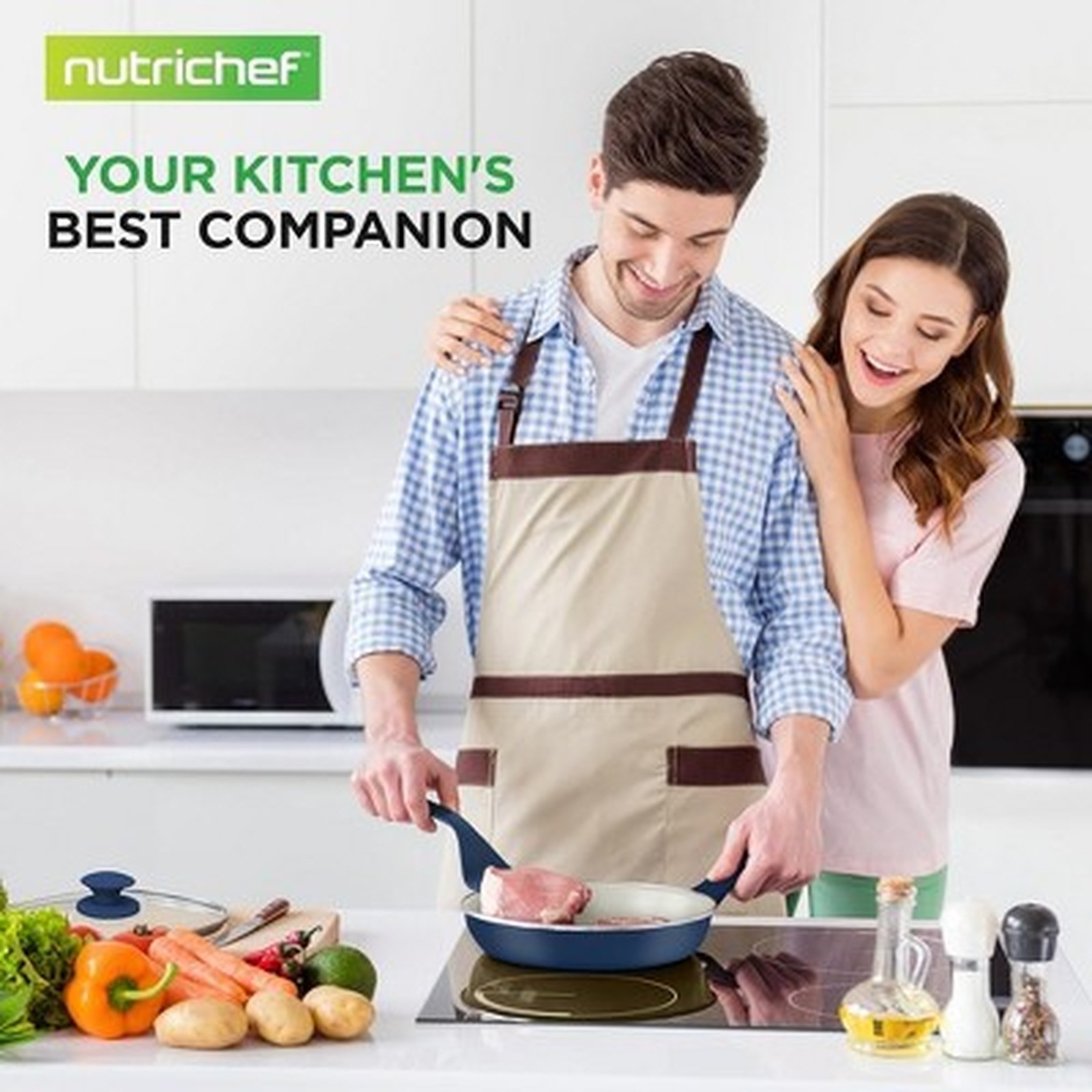 NutriChef 54-Piece Cookware Set – Blush Pink Ceramic Kitchenware