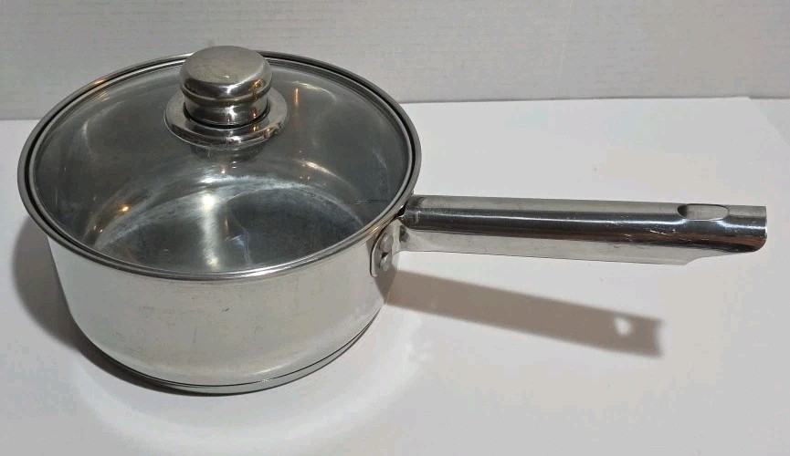 Chefmate Premium Cookware Silver 1/2 Qt Sauce Pan w/Glass Lid