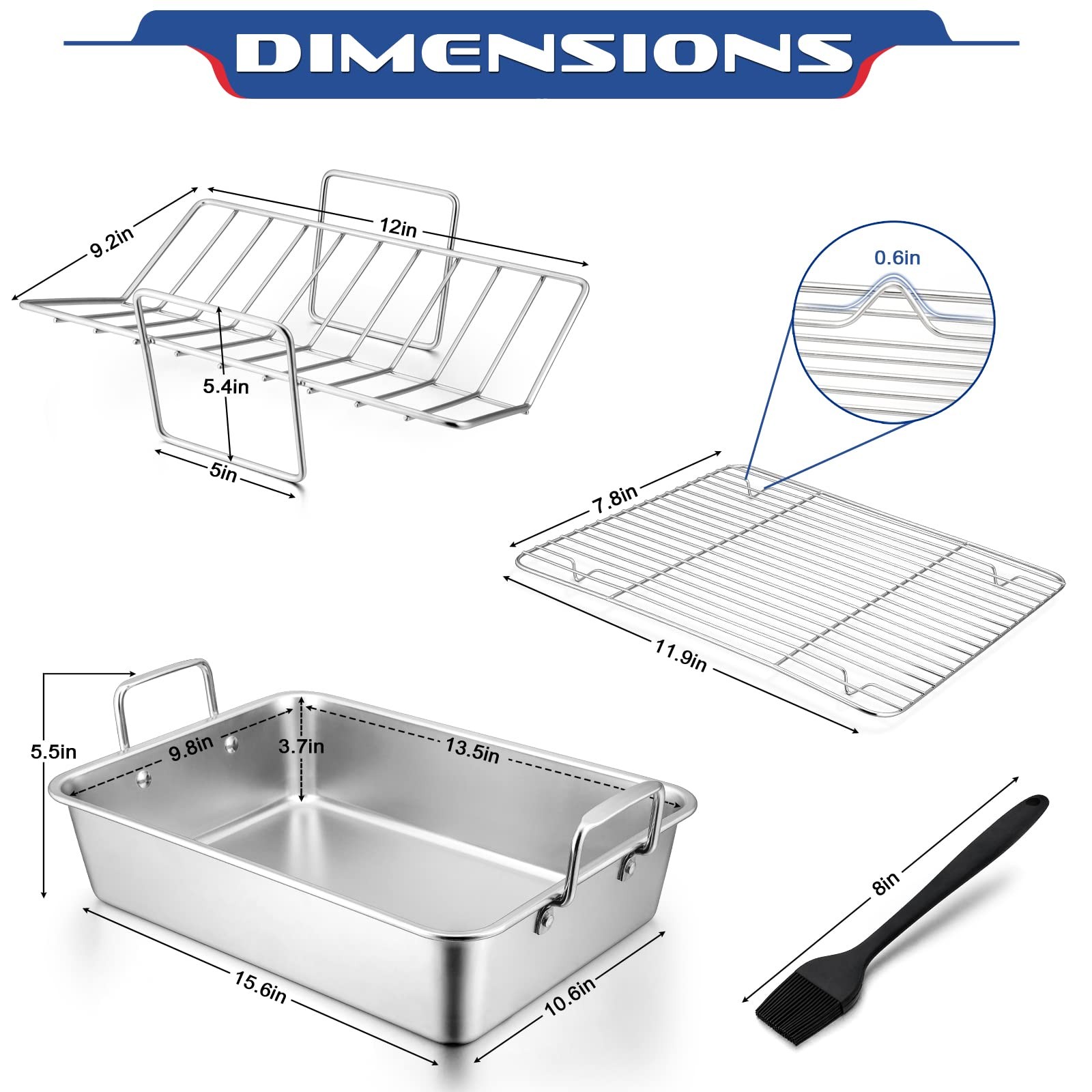 Stainless Steel Roasting Pan With Rack 13.5in Lasagna Roaster Pan Baking Rack Vs