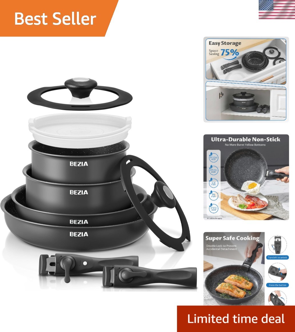 Induction Cookware Set 10 Pieces, Nonstick Pots and Pans Set with Removable H…