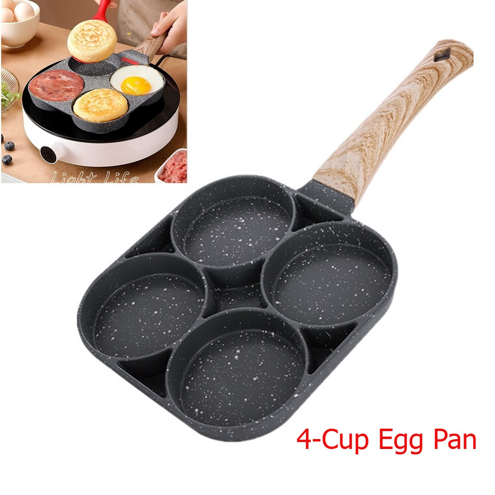1PC 4-Cup Egg Pan Nonstick for Home Fried Egg Hamburger Frying Pan Pancake Black