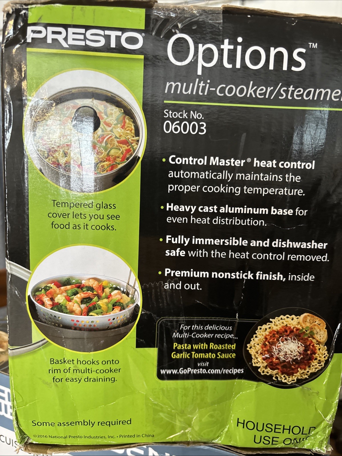 Presto Options Electric Multi-Cooker Steamer/Deep Fryer/Stews 6 Qt #06003