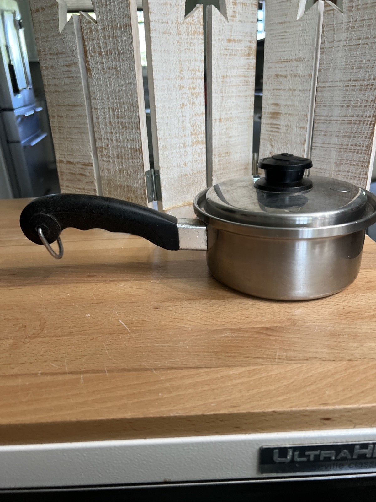 (#390) Saladmaster 6 3/4″x 3″ Pot Pan T304S w/ Vented Vapo Lid 1 Quart