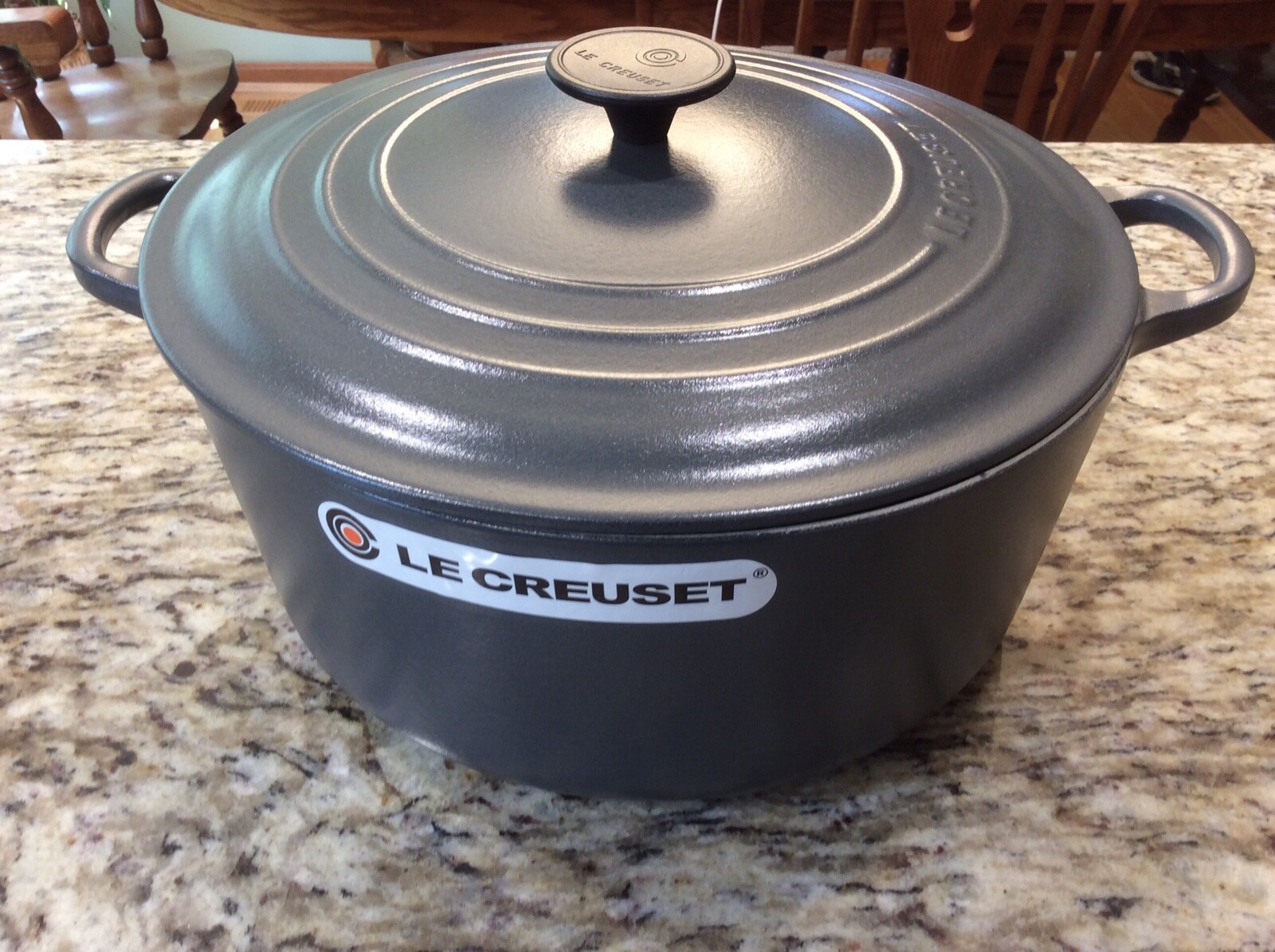 RARE! Le Creuset GRANITE Gray Enameled Cast Iron Round Dutch Oven 7.25 qt 6.7L