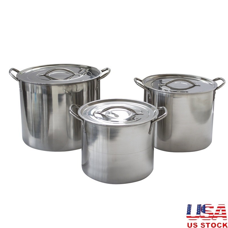 6 Piece Stainless Steel Stock Pot Set Dishwasher Safe Stackable Cookware New