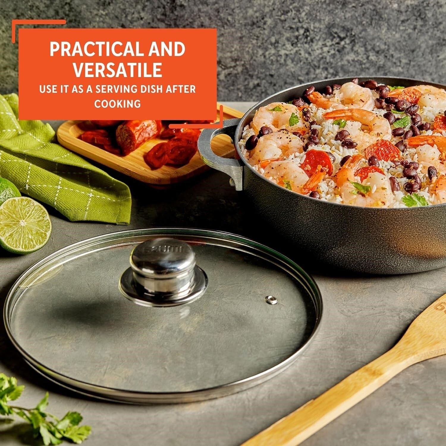 Olla De Aluminum Fundido Con Tapa Horno Holandés De 3.2 QT De Cocción Lenta NEW