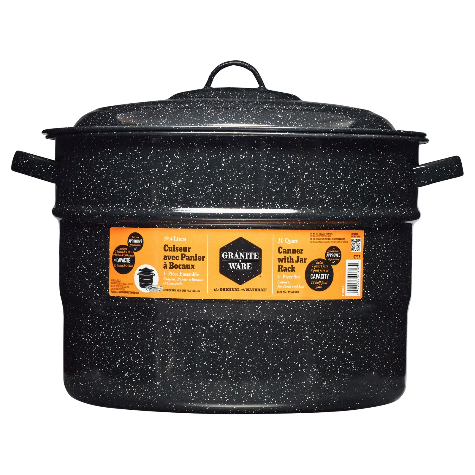 Granite Ware 21.5 Quart Water Bath Canner with Rack, Enamel Canning Pot for Jam
