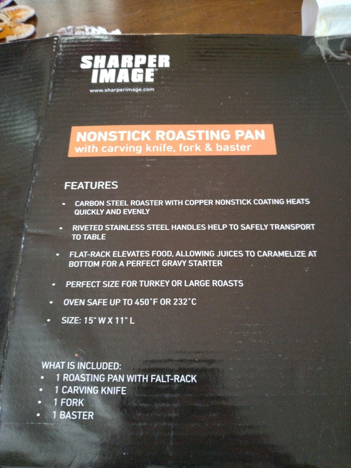 Sharper Image Nonstick Roasting Pan with Carving Knife, Fork & Baster NEW IN BOX