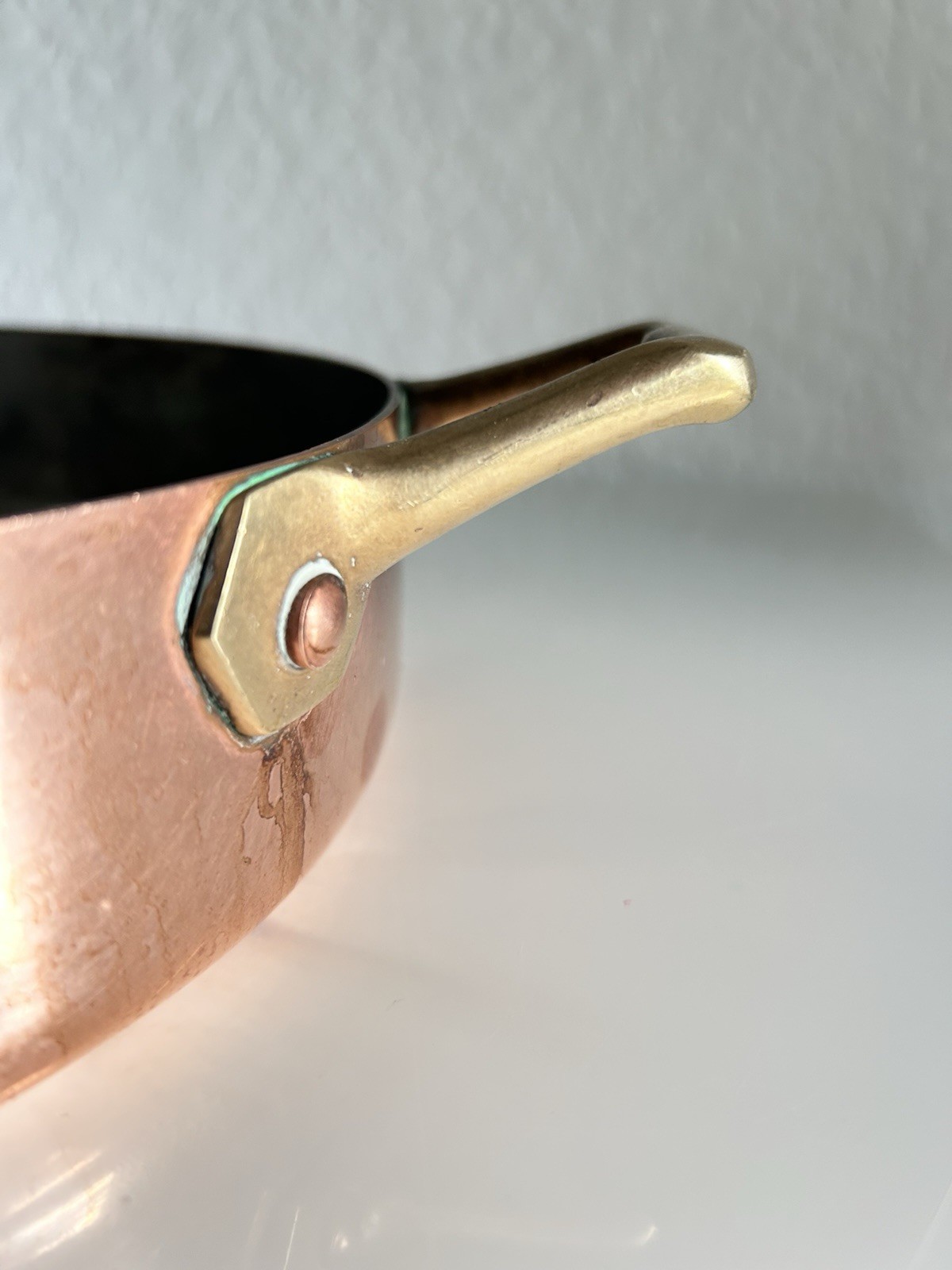 Vintage Copper Tin Lined Brass Handle Gratin Pan Set 2 Cobre Made in Chile