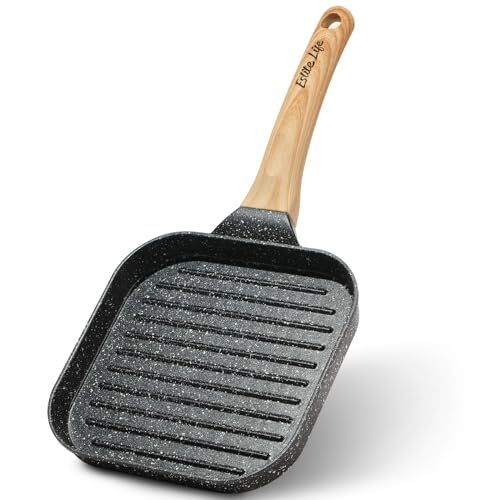 Nonstick Grill Pan for Stove Tops 7 Inch Granite Coating Square Grill