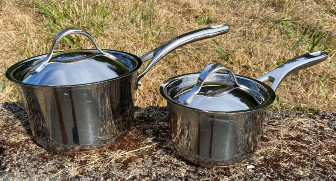 Anolon Nouvelle Copper Core 5 Ply Stainless Steel Pan Set with Lids Pro Quality