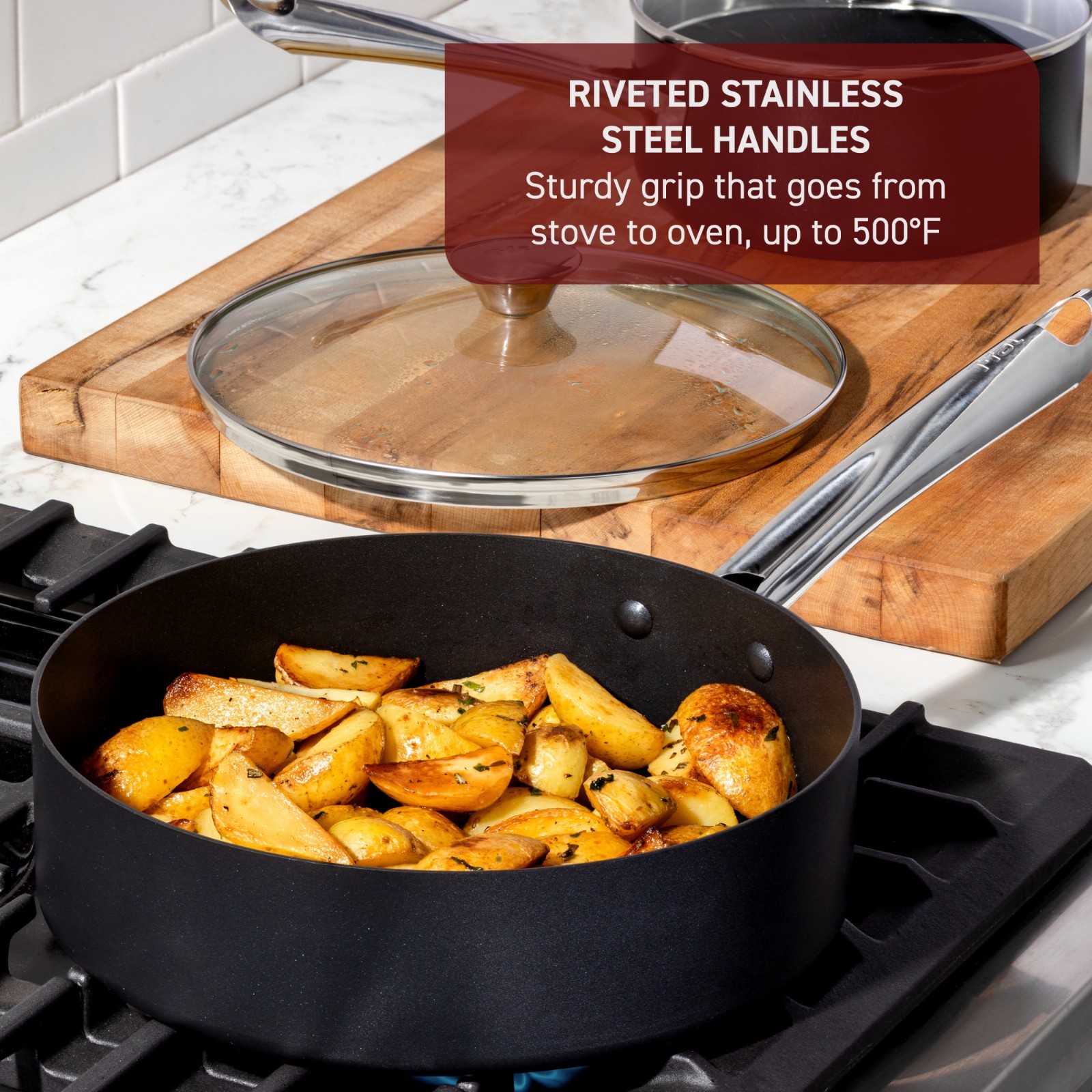 T-fal Cook & Strain Non-stick, 12.5 Inch Frypan, Black