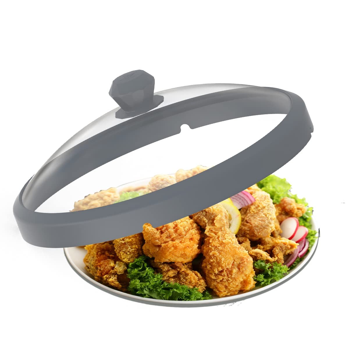 Microwave Glass Cover Splatter Guard Lid with Anti-scald Silicone Handles and…