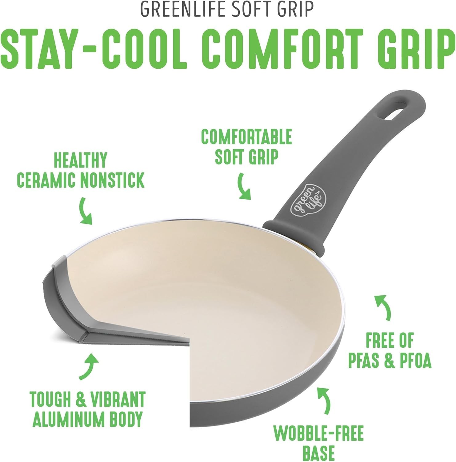 Sleek 16-Piece Ceramic Nonstick Cookware Set with Stay-Cool Handles & Glass Lids