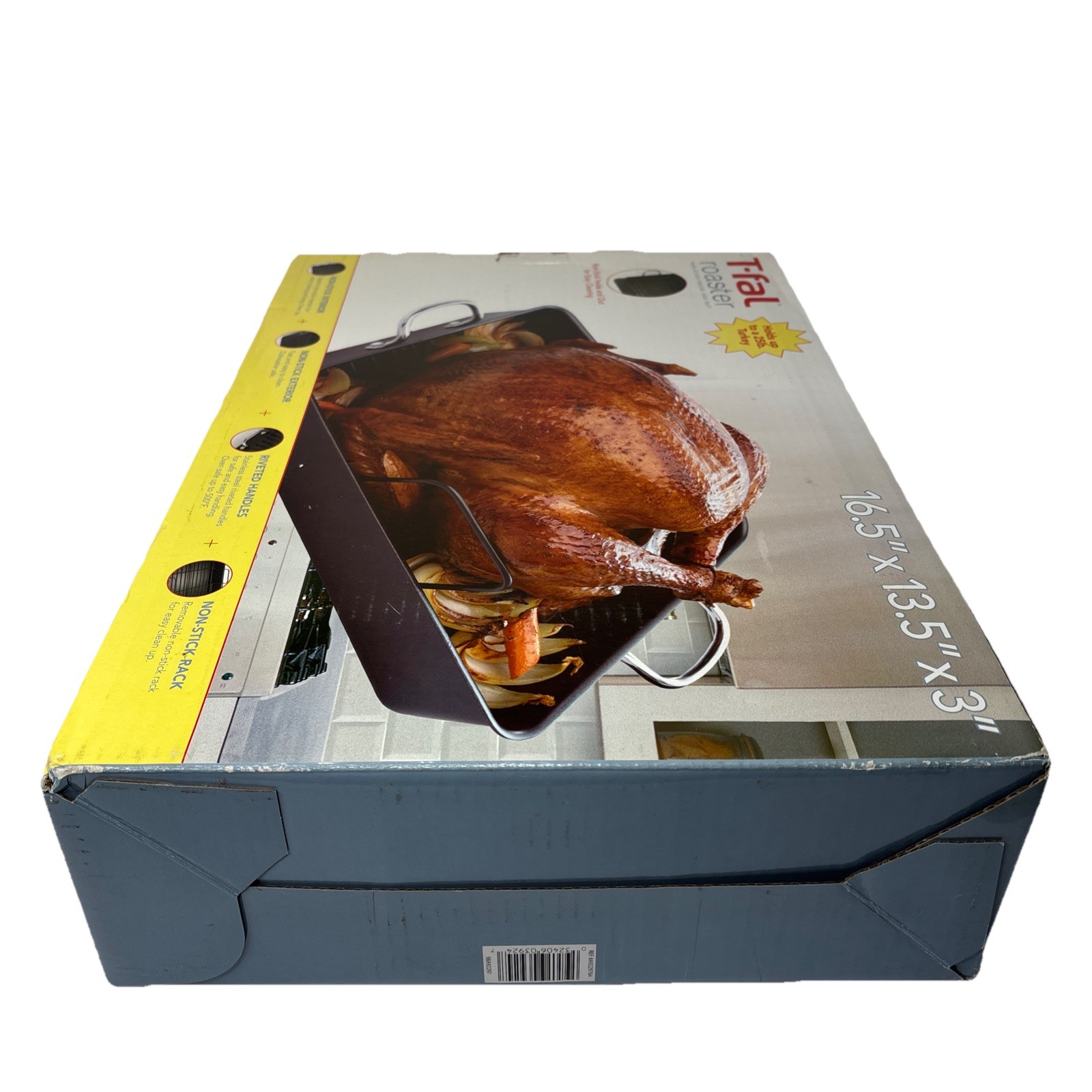T-fal Roaster Nonstick Inside & Out 16.5″x13.5″x3″ Turkey Roaster w/Rack New