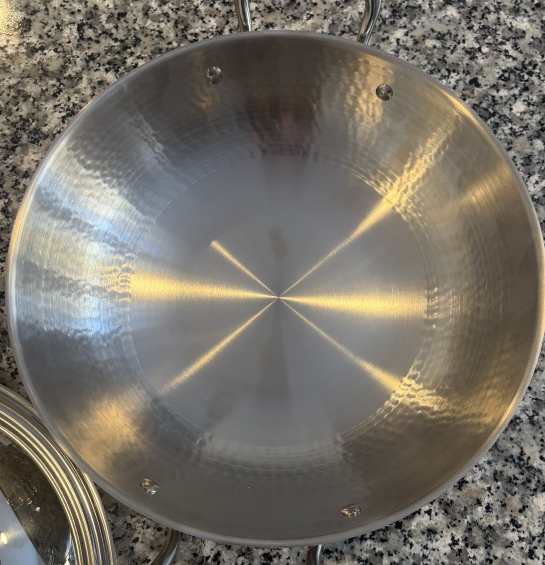 Ruffoni Opus Prima Hammered Stainless-Steel Wok 12” w/ Tomato Knob, 4 3/4-Qt