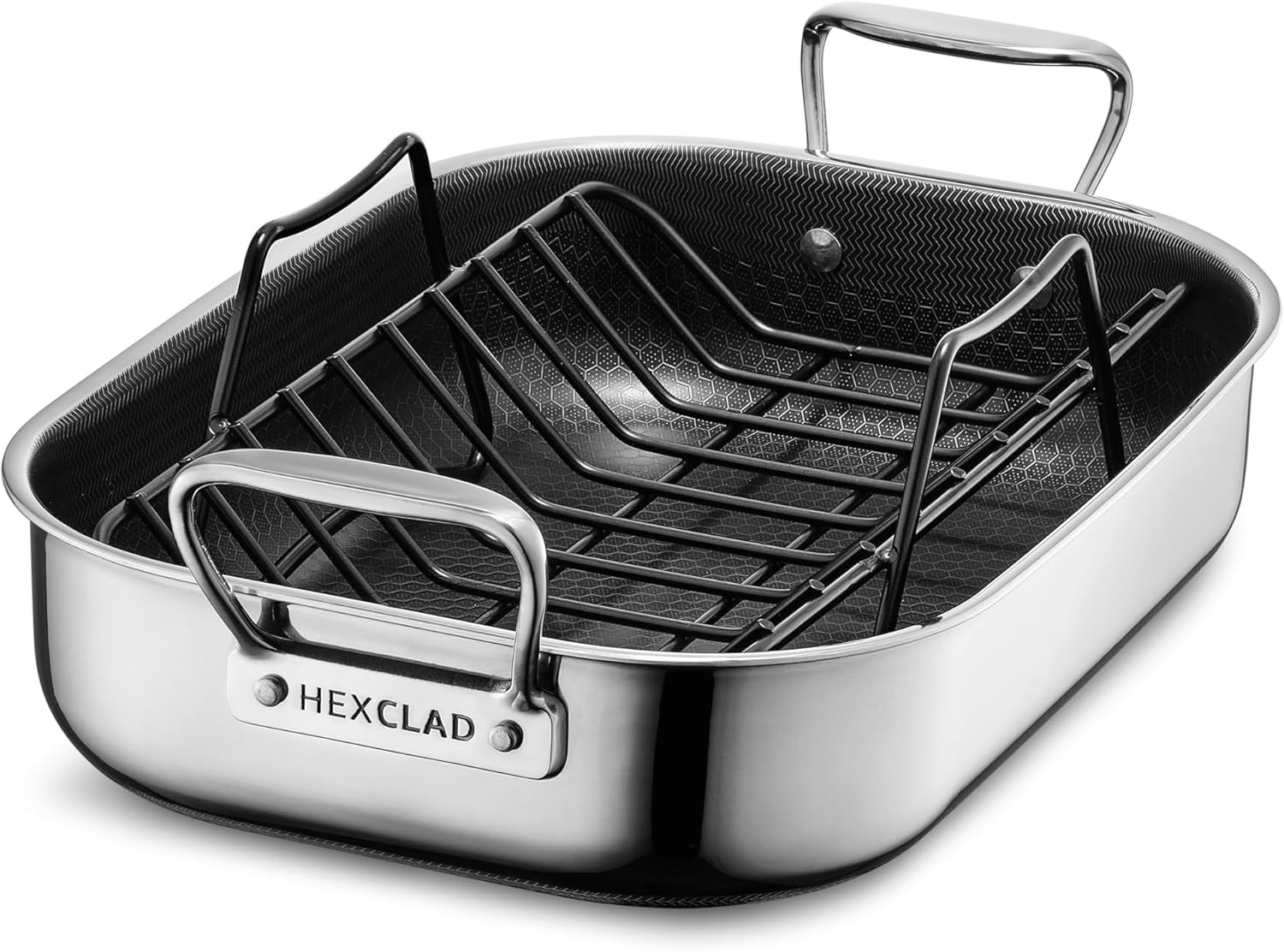 14 x 10 Inch Rectangular Nonstick Roasting Pan with Rack, Dishwas