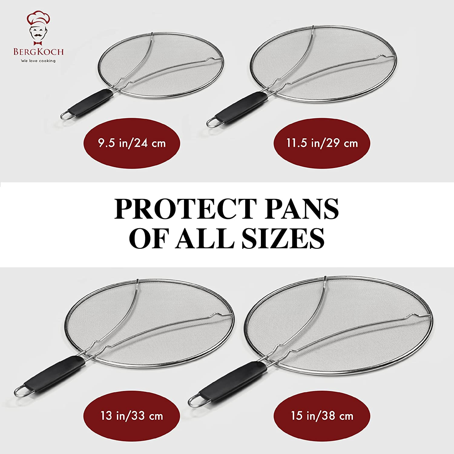 Splatter Screen for Frying Pan – 13 Inch Stainless Steel Grease Splatter Guard –