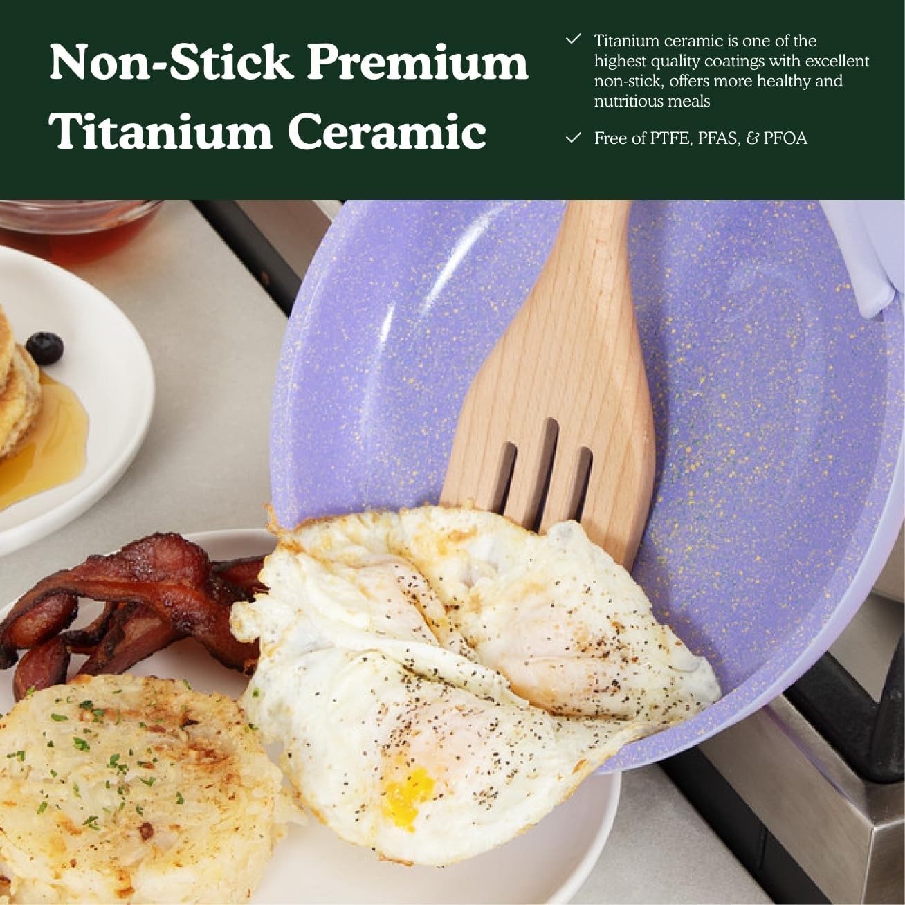 Ombré Ceramic Titanium Non-Toxic, Nonstick Cookware Set 8-Piece Modular System