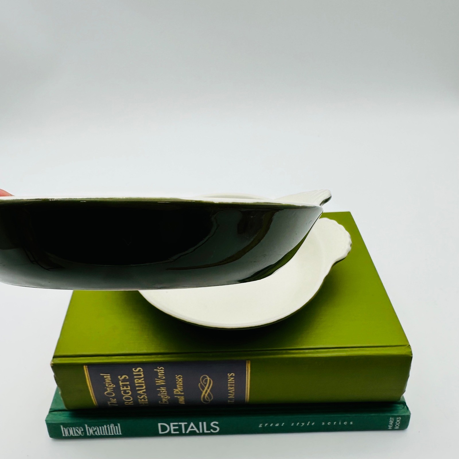 Hall China 433 Vintage Hunter Green Individual Shirred Egg Baker Dishes Set of 2
