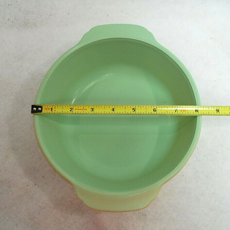 Fire King Peach Luster Casserole Green Interior and Glass Lid 1-1/2 qt. S9340