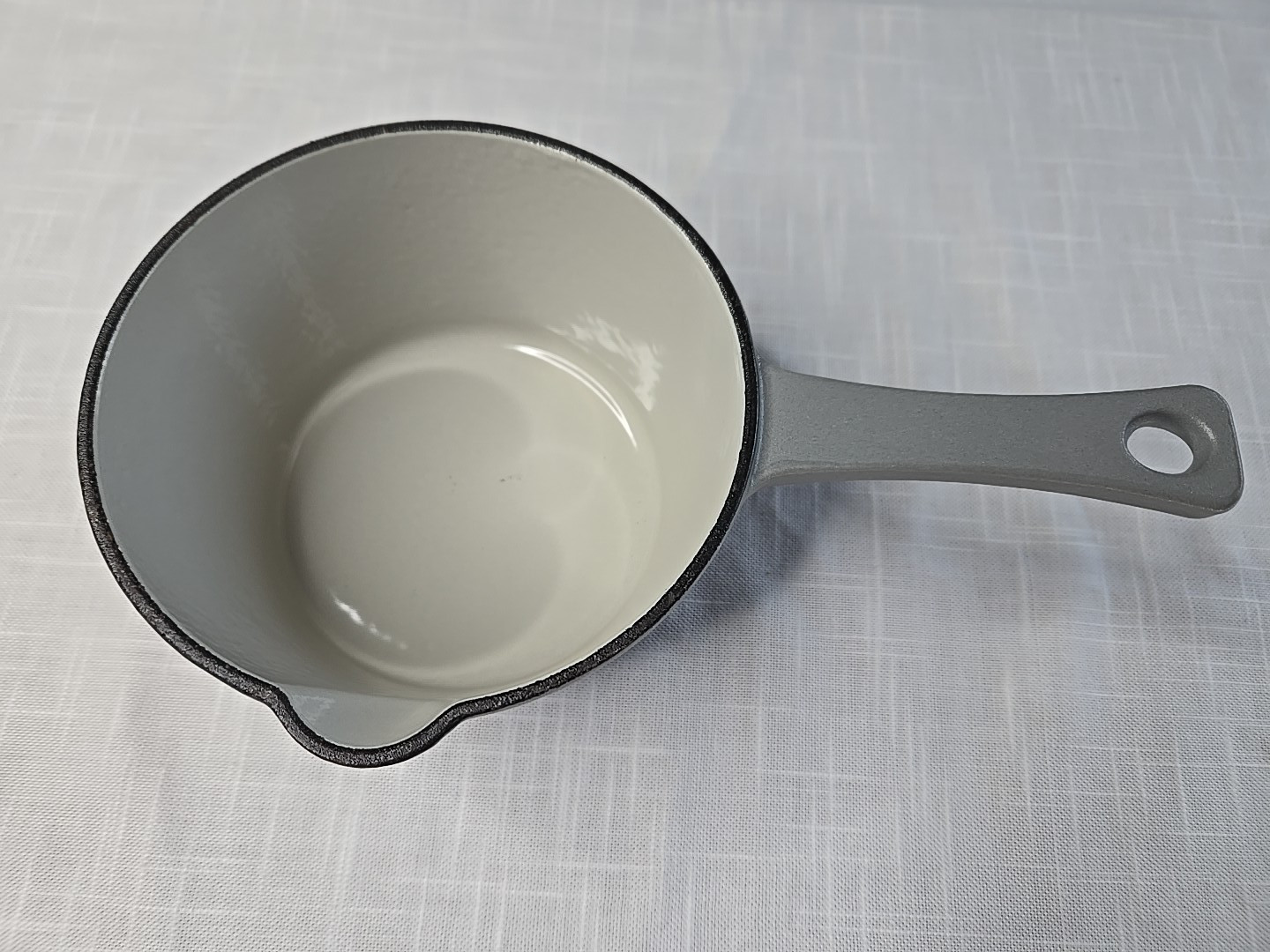 Pampered Chef Enameled Cast Iron Milk Pan Small Pot Saucepan Gray 1 Quart 100630