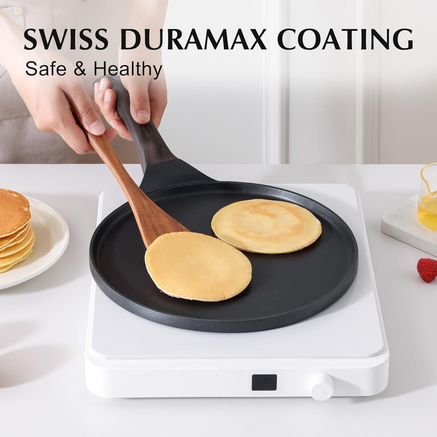 12-Inch Nonstick Crepe Pan with Swiss Granite Coating & Stay-Cool Handle