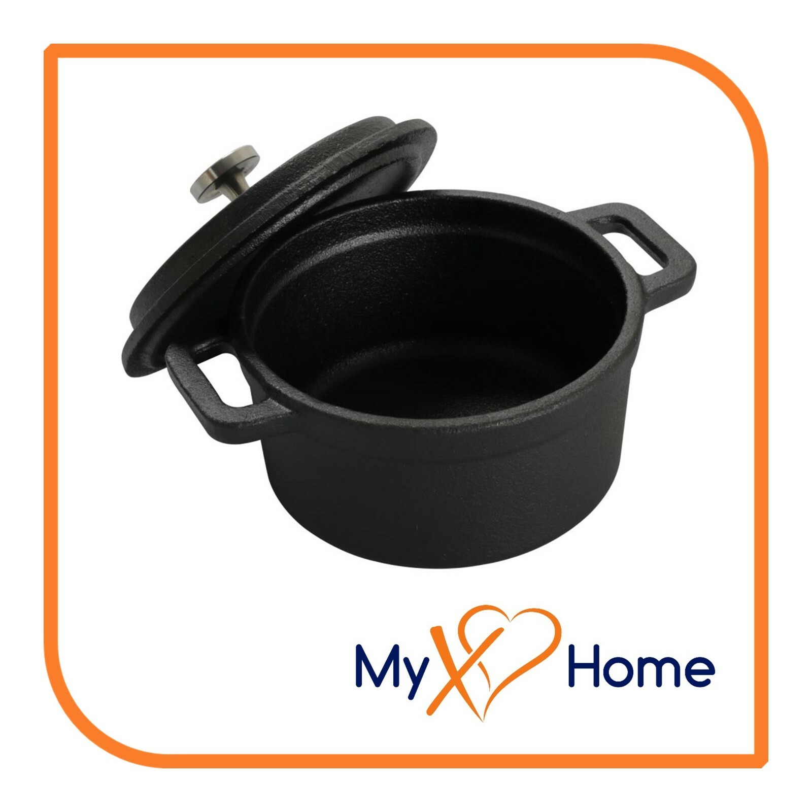 16 oz. Pre-Seasoned Mini Cast Iron Pot with Cover (4 Pots) by MyXOHome