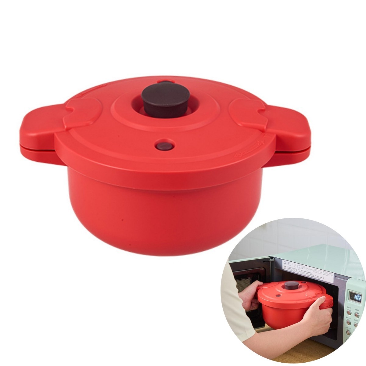 Microwave Pressure Cooker Compact Pot for Easy Steaming Rice Pasta Vegetables