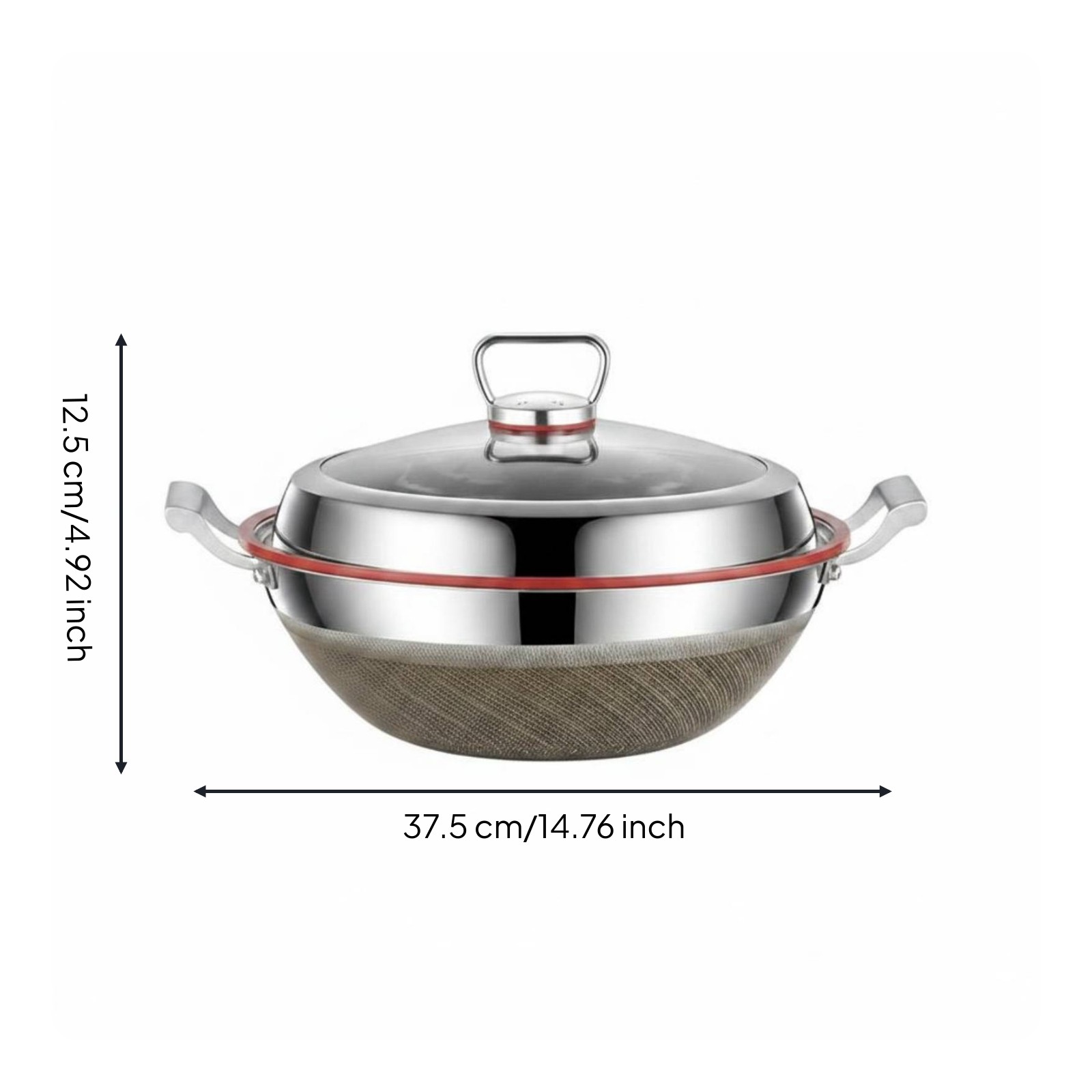 Stainless Steel Wok Nonstick Deep Wok Metal Utensil Safe for Cooktop Top