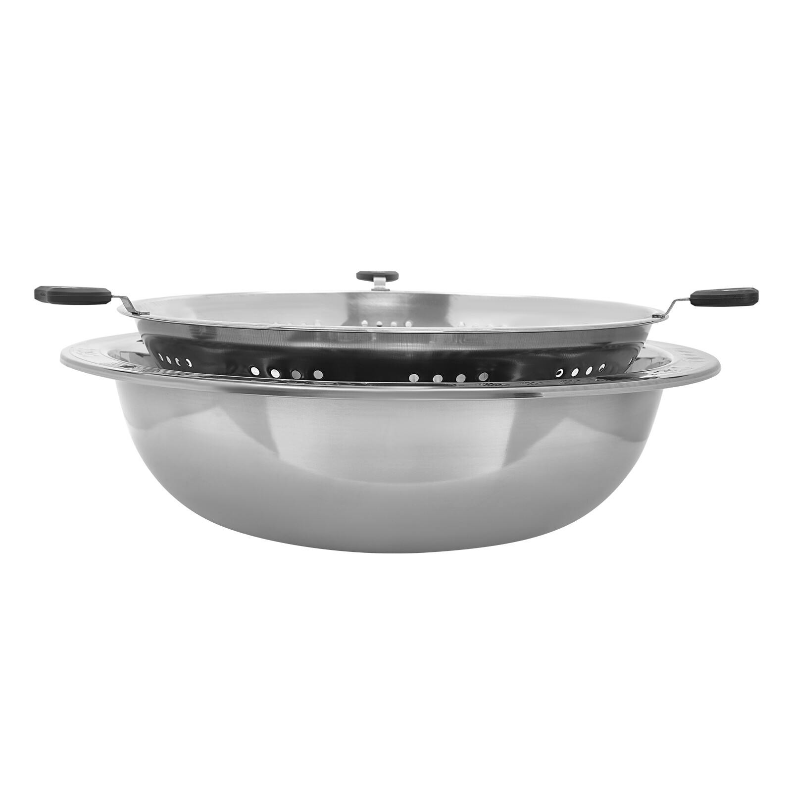 Stainless Steel Chinese-style Rotary Lifting Hot Pot with Divider Fit most stove