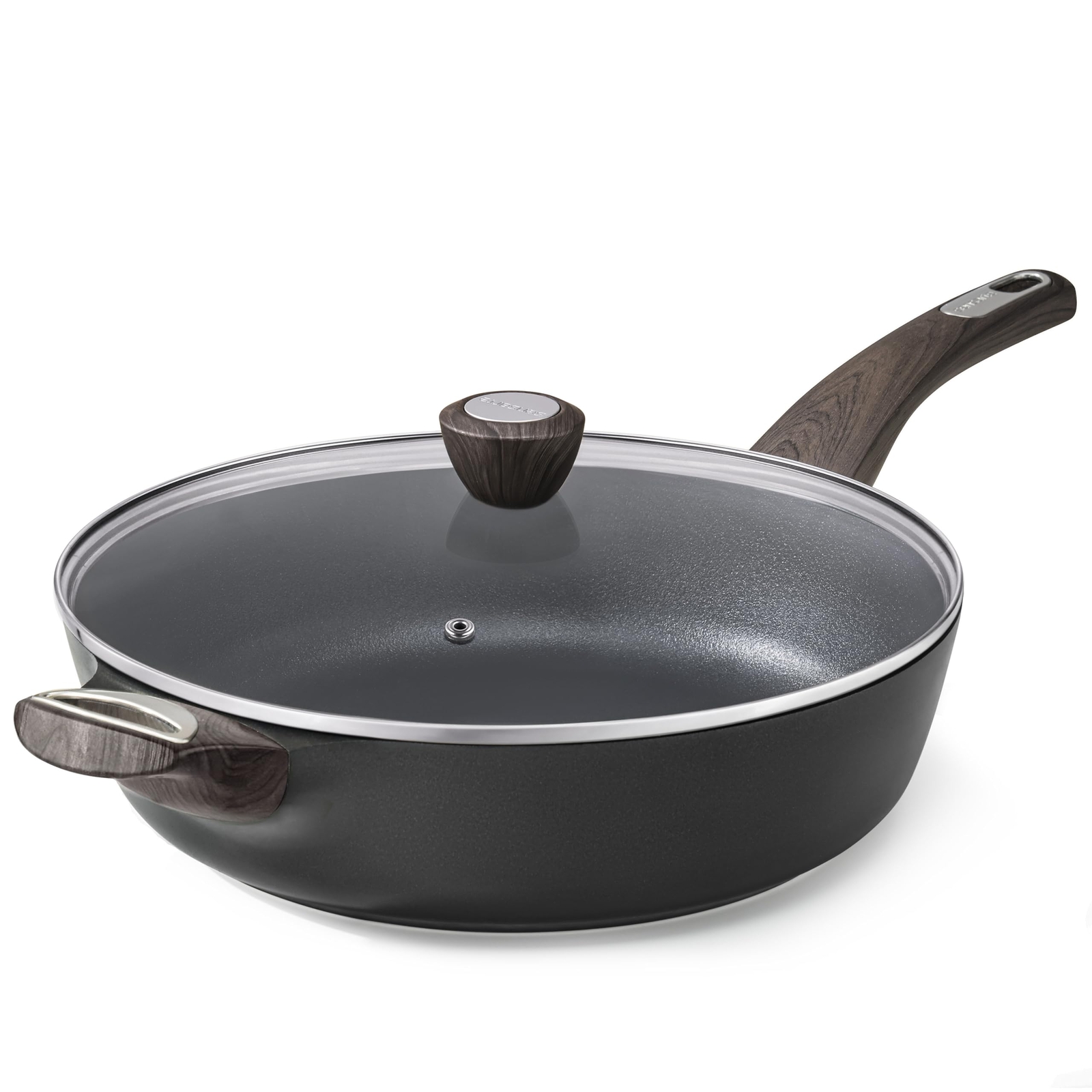 Nonstick Frying Pan Skillet with Lid, 12 Inch Large Deep Frying Pan, 5 Qt Non St