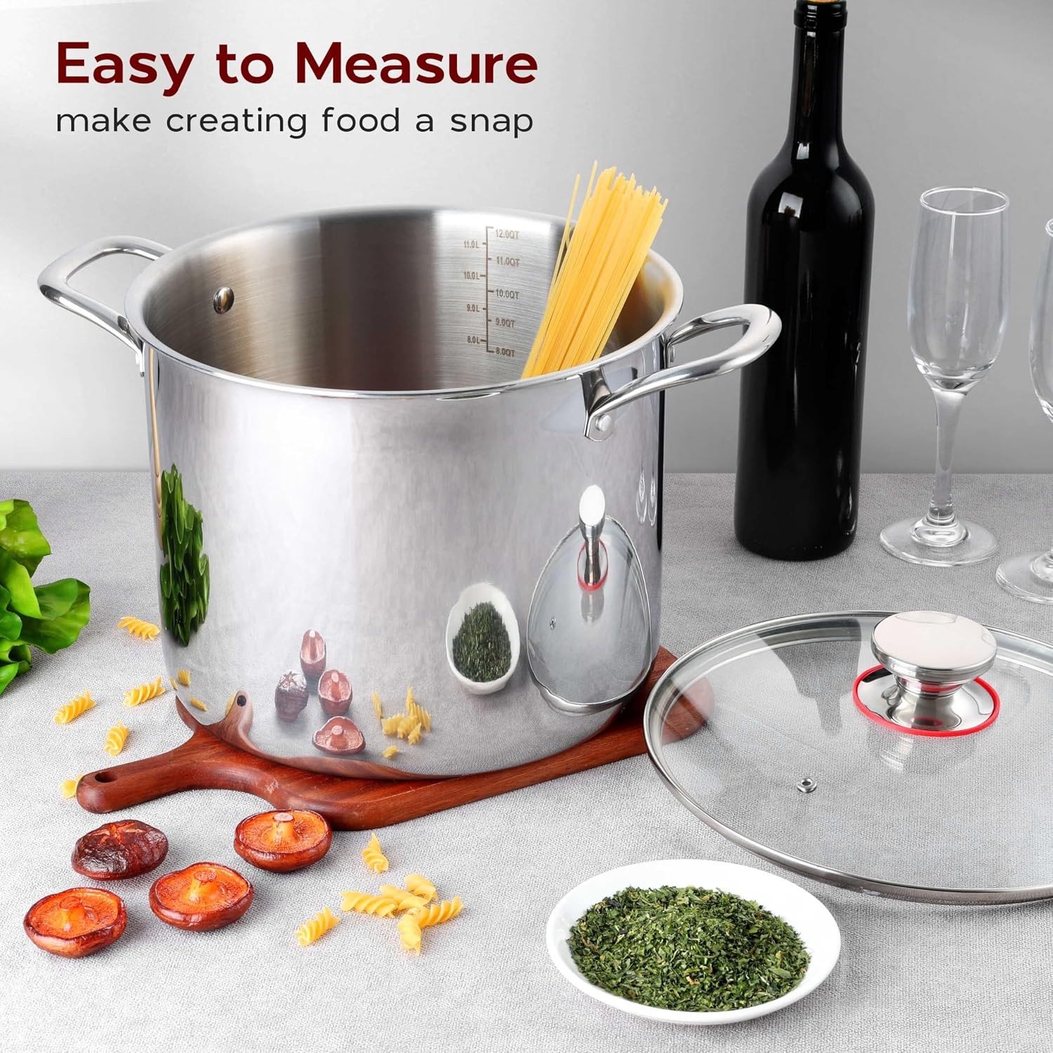 12QT Large Stainless Steel Stock Pot with Lid, Tri-ply Cooking Soup Stockpot