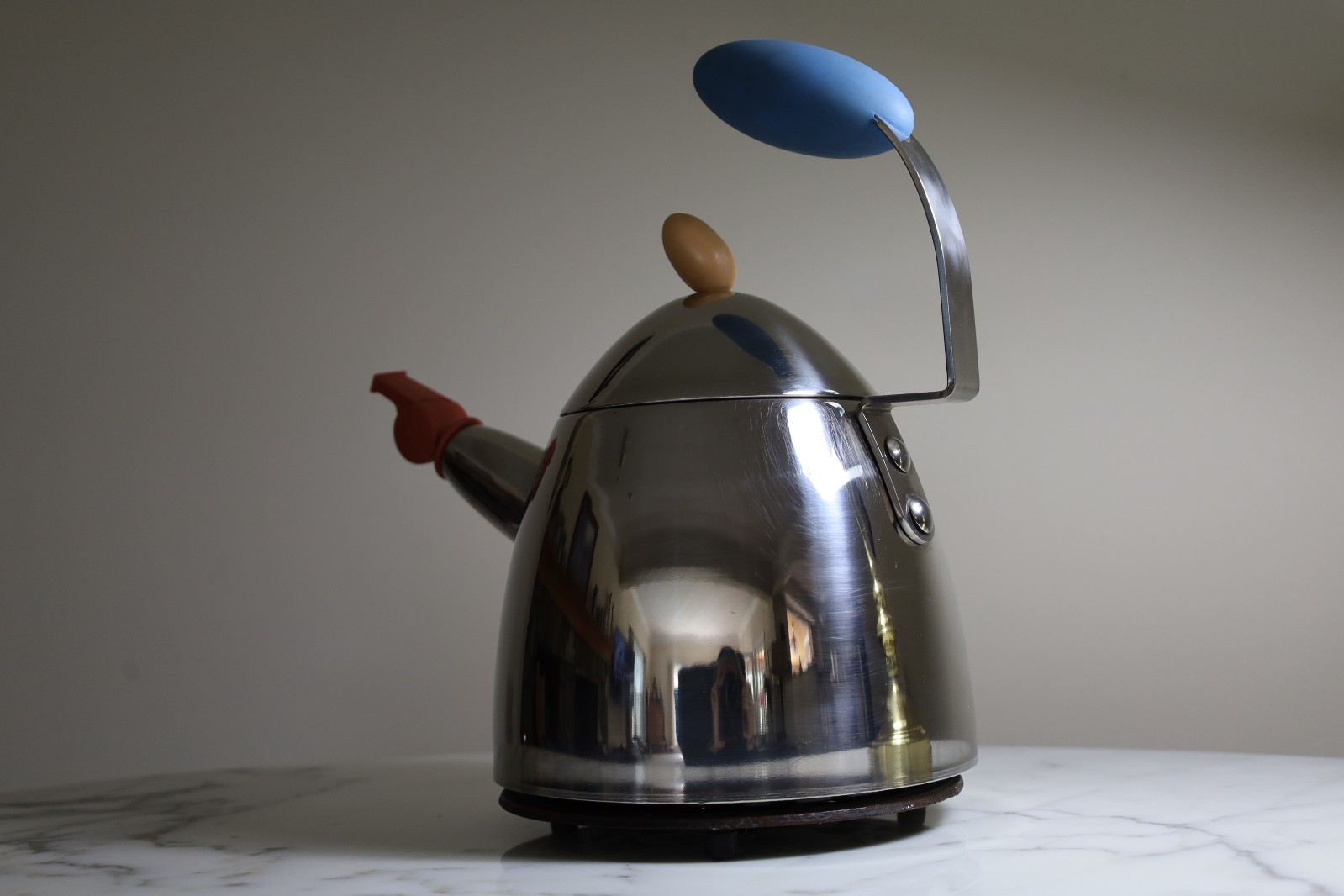 Vtg Michael Graves Whistling Stainless Steel Tea Kettle Signed on bottom