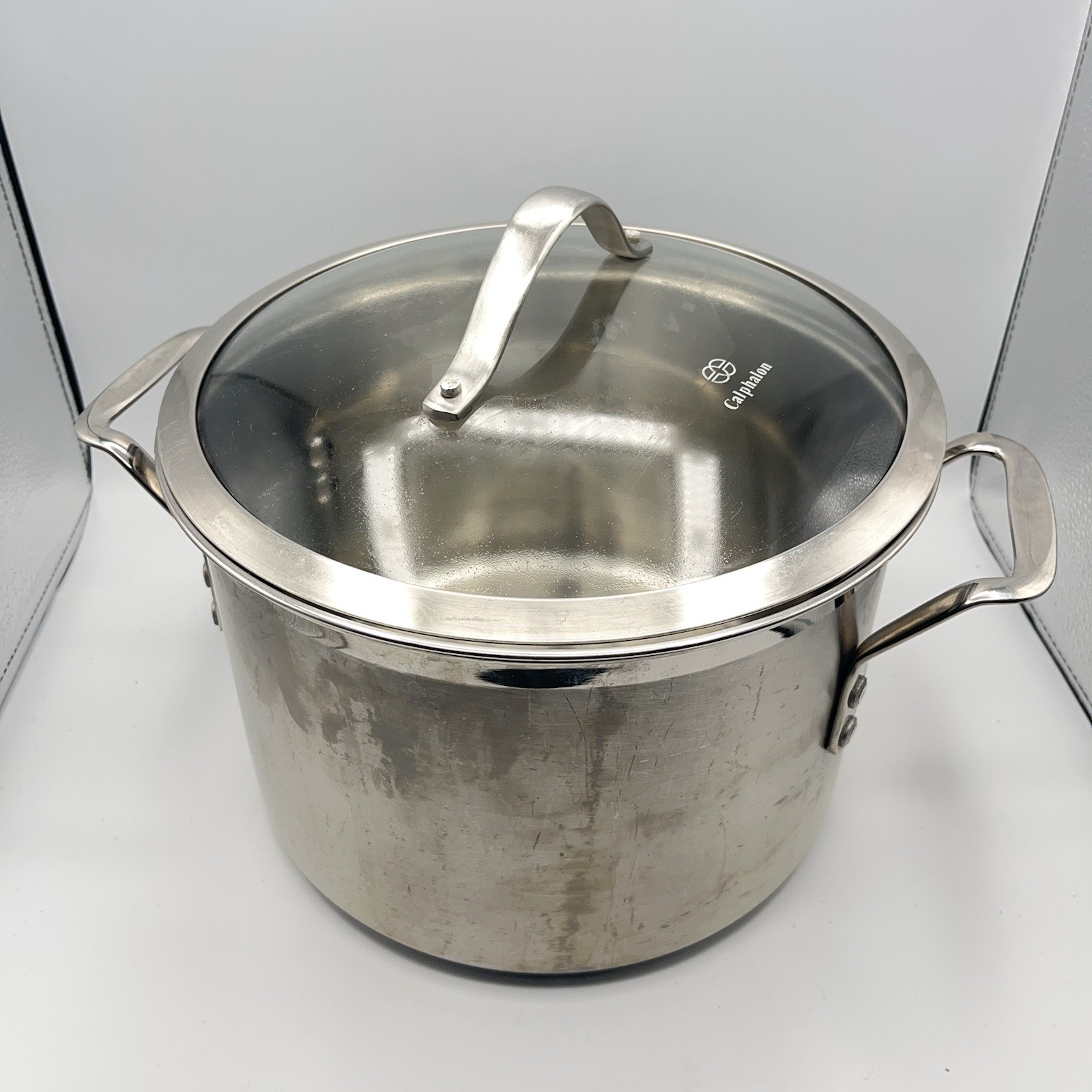 Calphalon 6 Quart Stock Pot 8608 Stainless Steel w/ Glass Lid 10″ 6 Qt Stockpot
