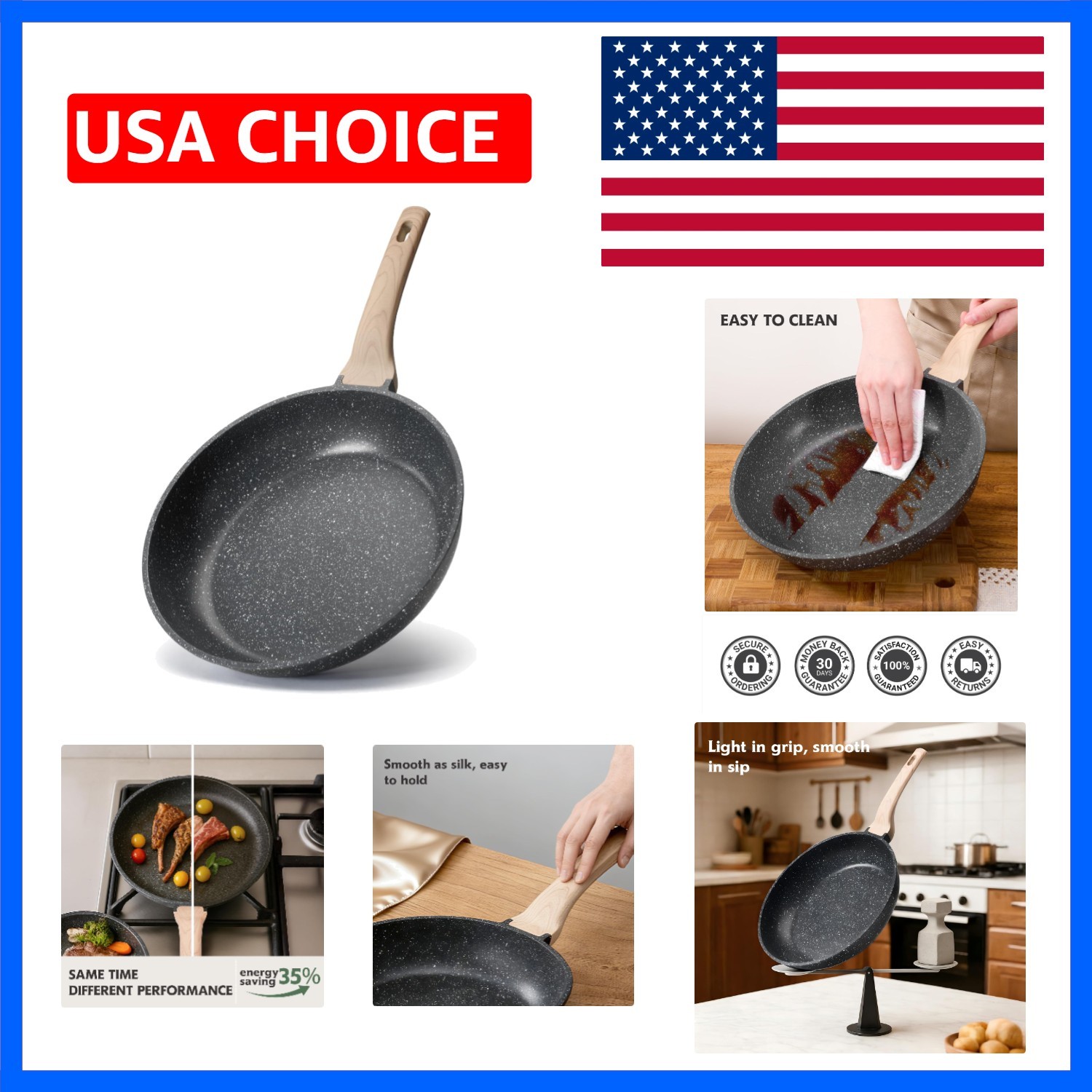 10 inch Nonstick Frying Pan Skillet, Non Stick Granite Fry Pans, Stone Cookwa…