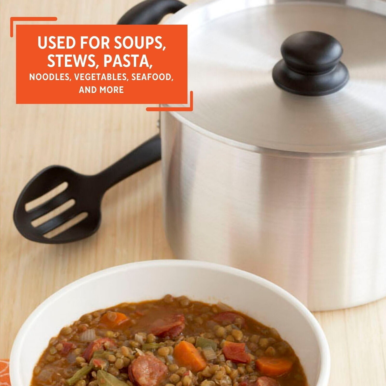 8Qt Aluminum Stock Pot with Lid Double Sided Stay-Cool Handles Lightweight New