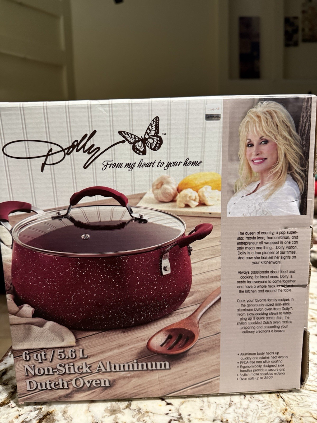 Dolly 6 qt Non-Stick Aluminum Dutch Oven With Lid, Red Speckled, Oven-Safe