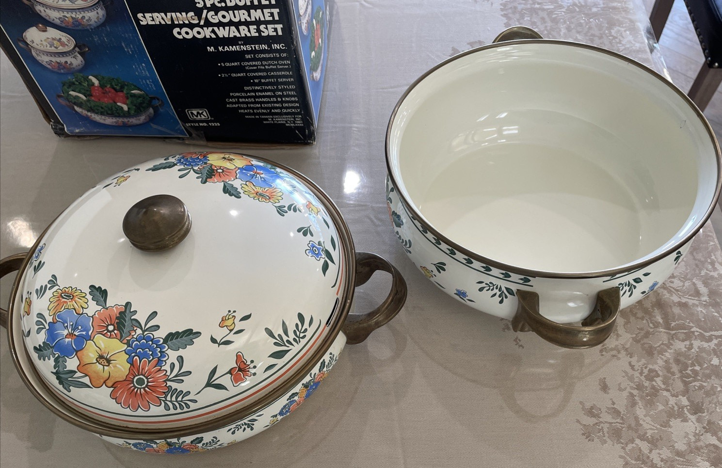 M. Kamenstein Vienna 5Pc Buffet Serving Cookware Set Enamel Steel NEW IN BOX!
