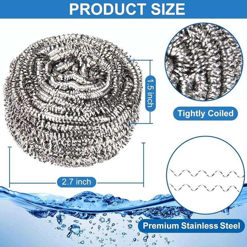 Rust Resistant Stainless Steel Scrubbers Powerful Cleaning Pots Pans New