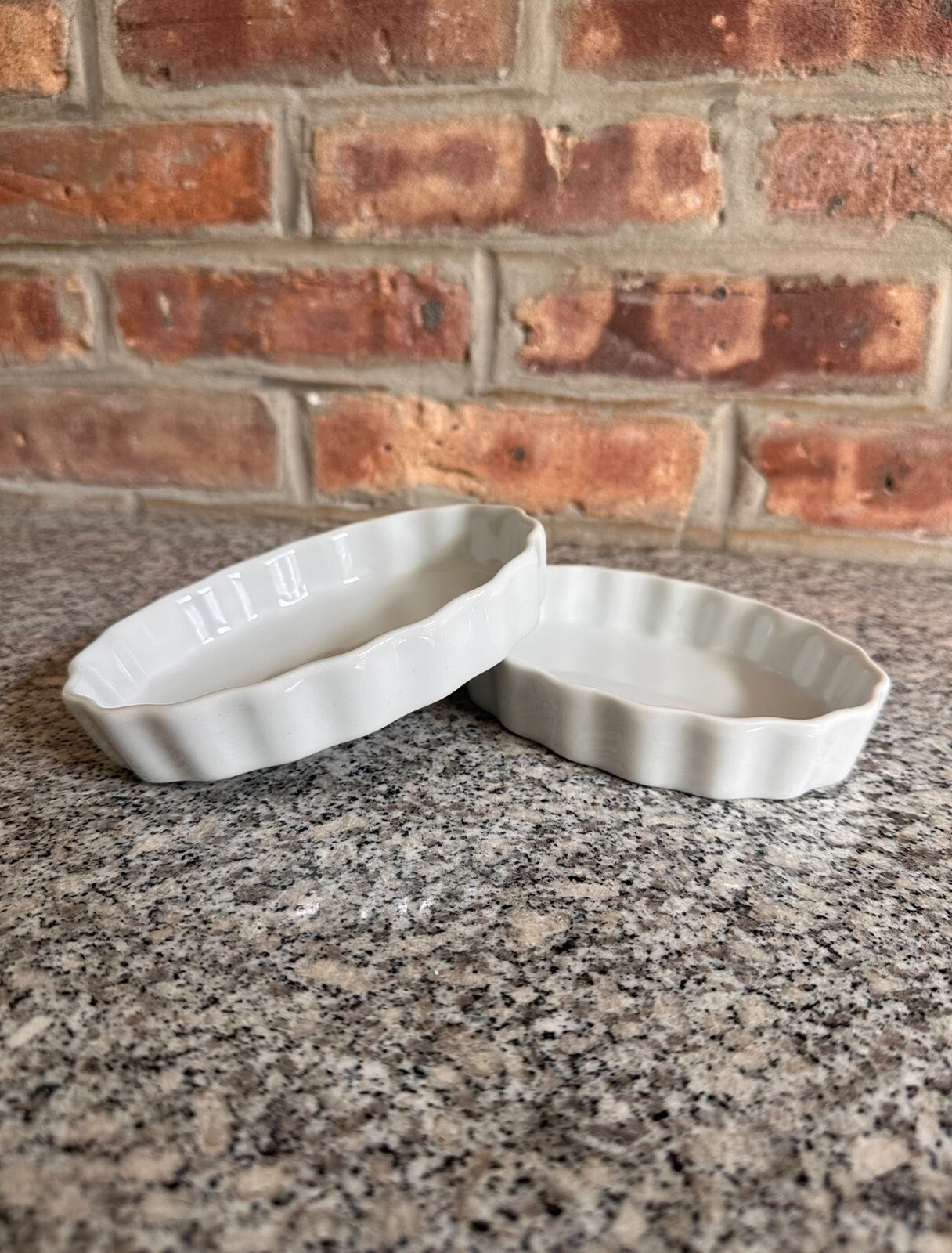 BONJOUR CREME BRULEE SET OF 2 CUSTARD OVAL BAKING DISHES 3.25″x5 1/8