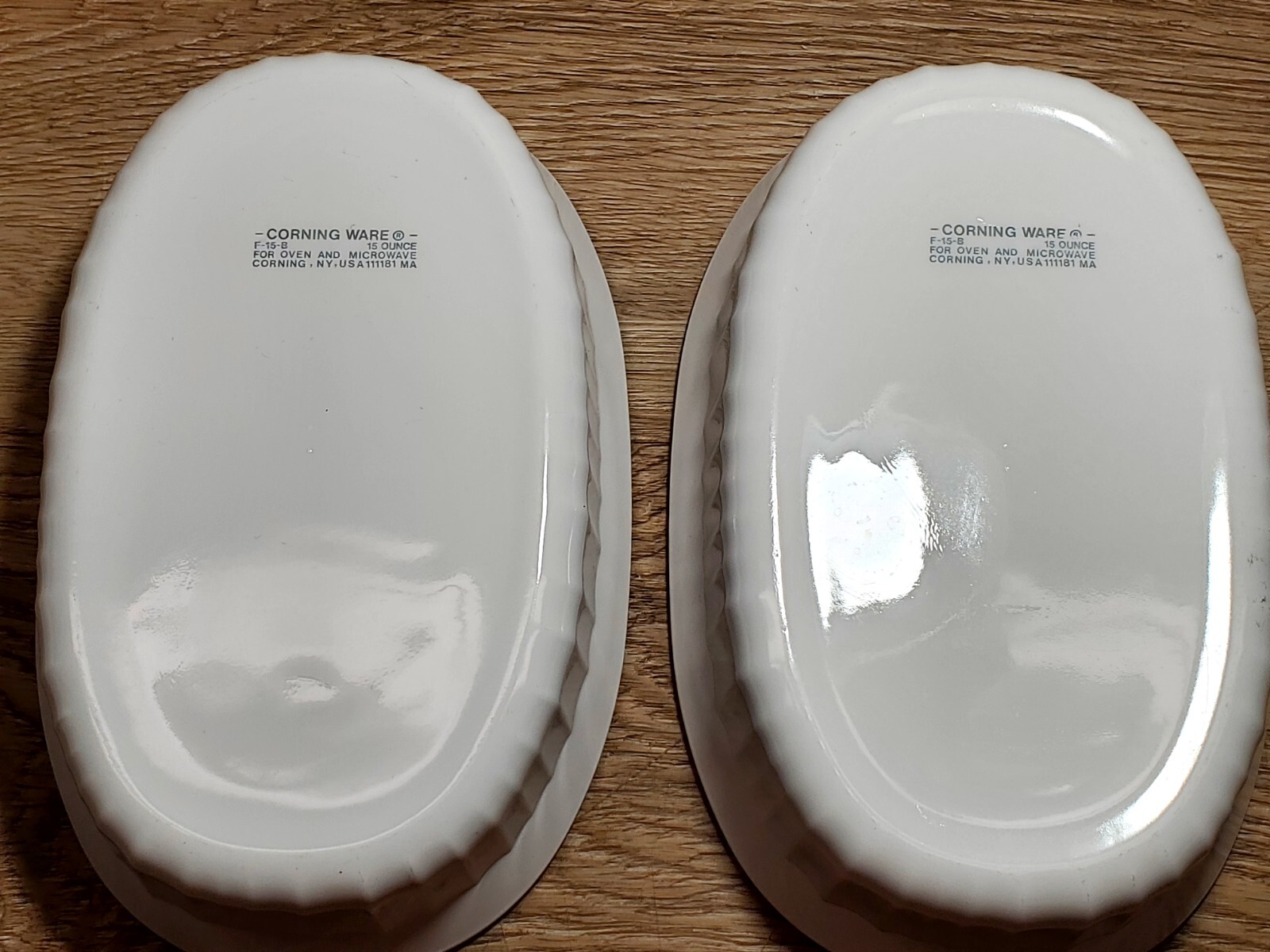 4 CORNING WARE Dishes FRENCH WHITE – RIBBED 15oz F-15-B 16oz F-16-B Oval & Round