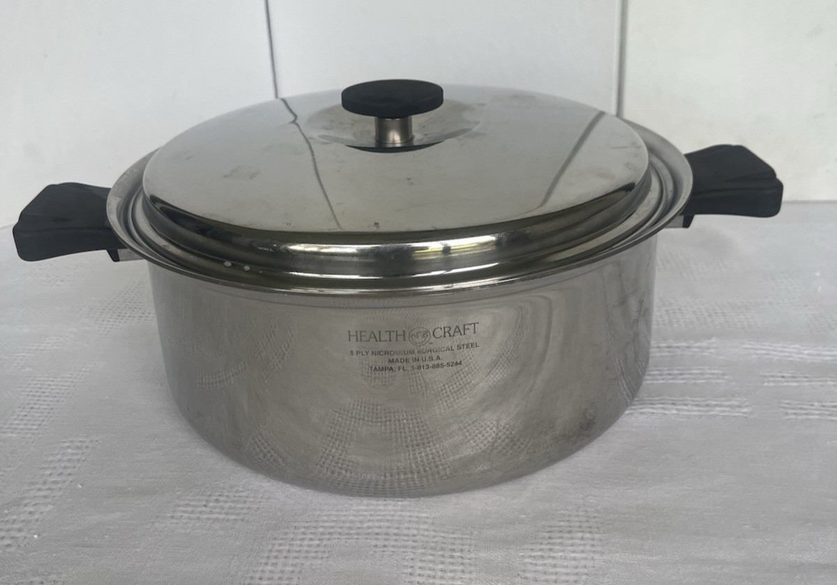 Health Craft 5 Ply Nicromium Surgical Steel 6 Qt Stock Pot with Lid