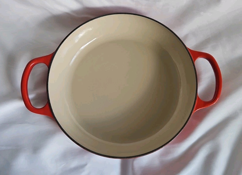 Le Creuset #26 Braiser Red/orange Enameled Cast Iron VTG 2.25 Qt France