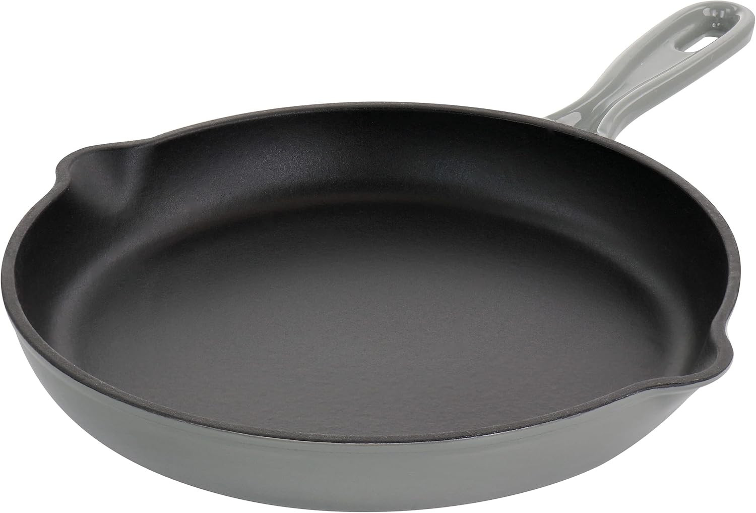 round 10.25 Inch Enameled Cast Iron Skillet in Gray