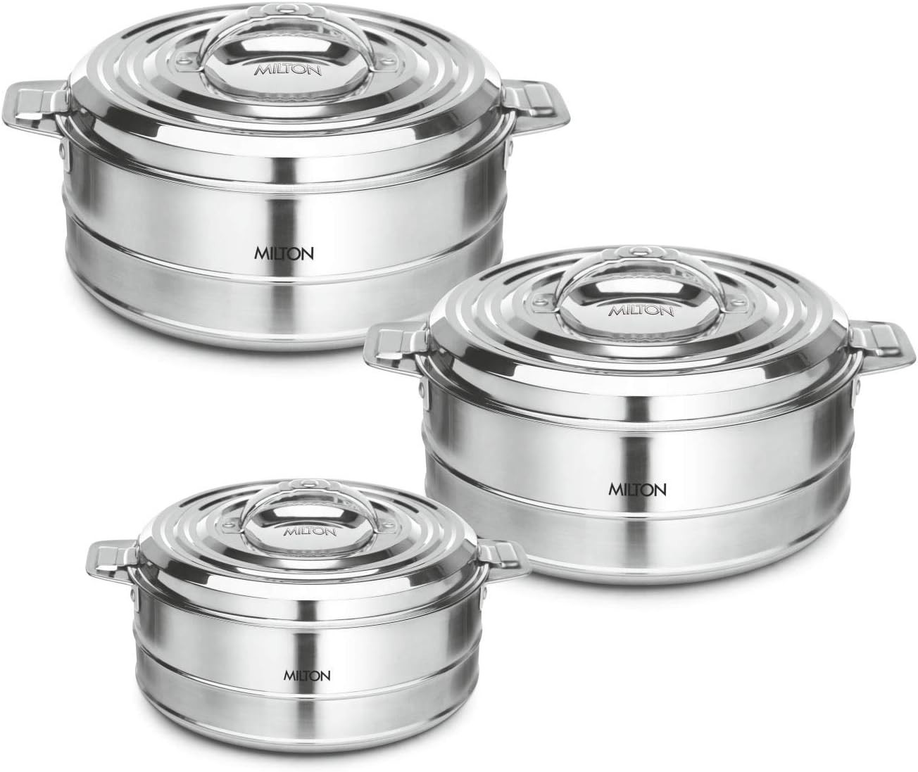 Milton Fortuner 3-Pc Set Insulated Keep Hot/Cold Thermo Stainless Steel Casserol