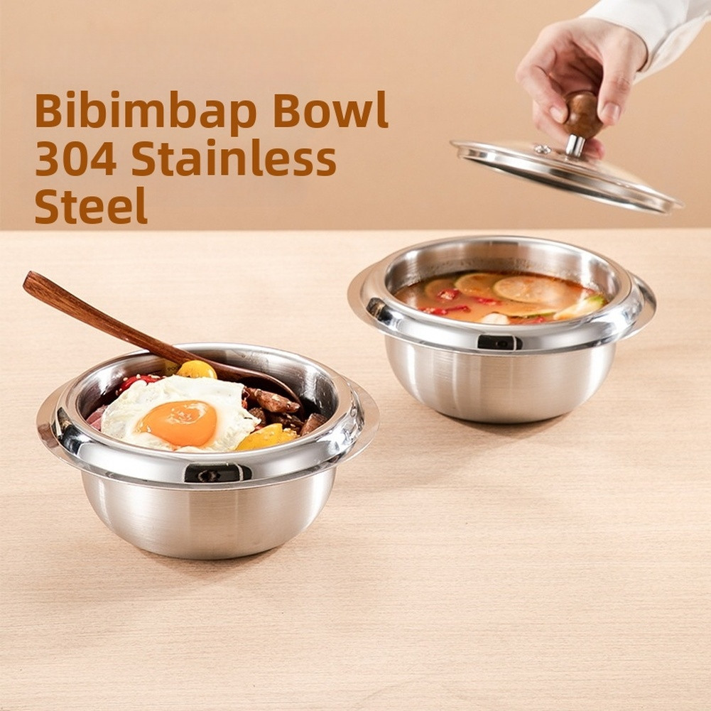 For Induction Use 304 Stainless Steel Mixing Pot for Korean Bibimbap and Salads
