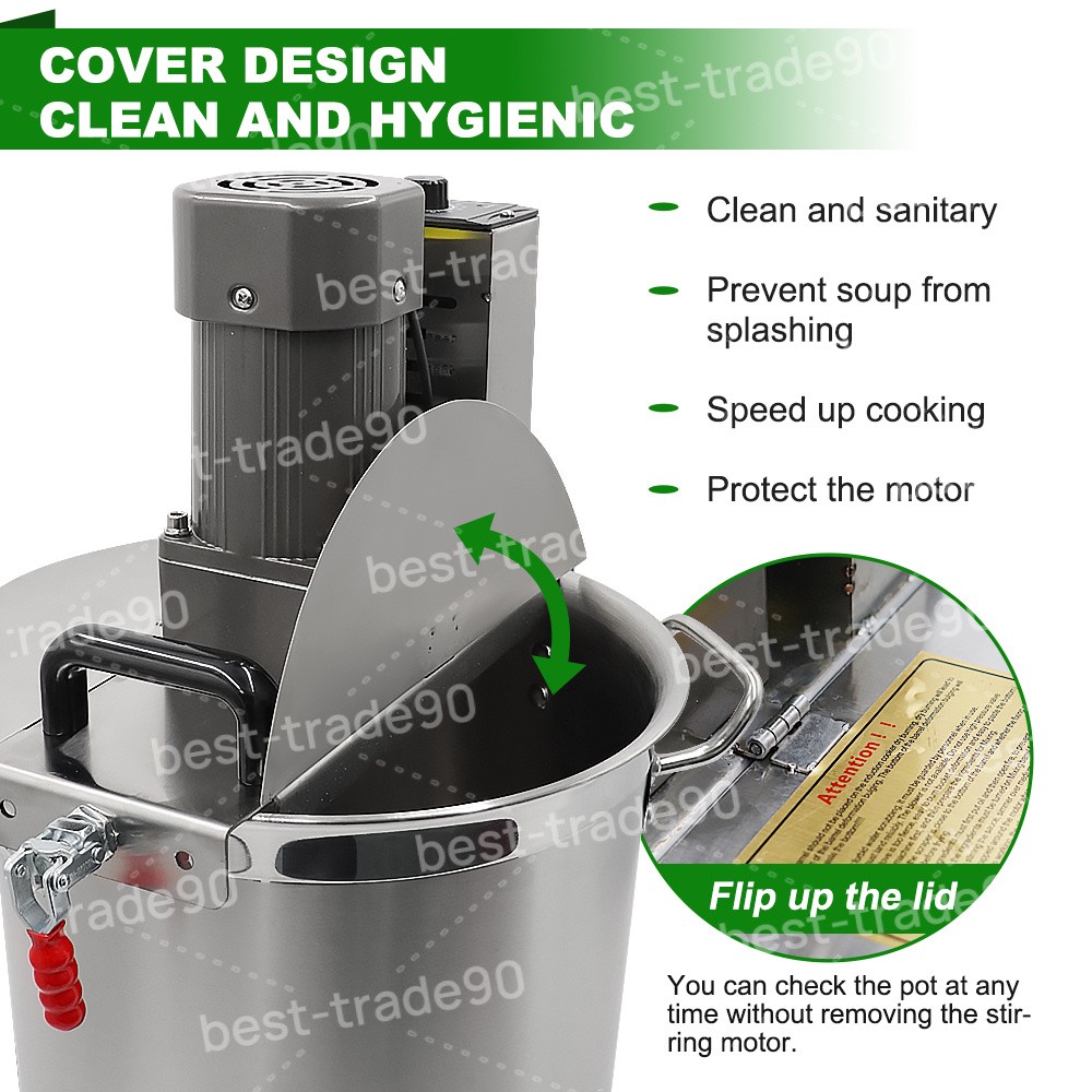 40L Automatic Food Mixer Electric Sauce Stirrer Frying Machine with Lid Kitchen