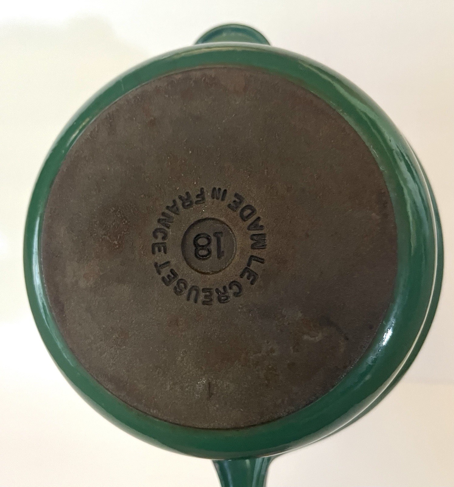 Le Creuset 18 Green Enameled Cast Iron Two in One 2 Qt Saucepan 7″ Skillet/Lid