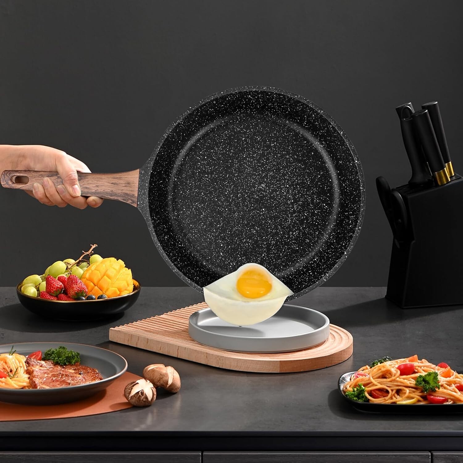 Nonstick Frying Pan Skillet, 11-inch Non Stick Granite Fry Pan Egg Pan Omelet Pa